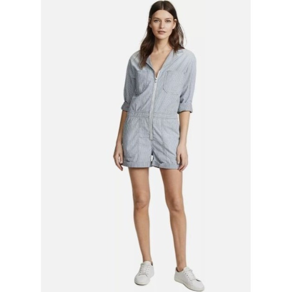 AG ADRIANO GOLDSCHMIED Rochelle Romper Coveralls Shorts Stripe‎ Size L